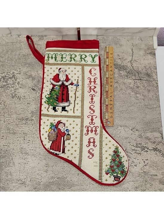 Vintage Other - Vintage Handmade Needlepoint Christmas stocking signed